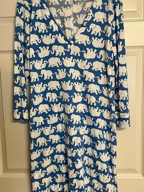 Lilly Pulitzer Christie Dress ‘ Tusk in the Sun’ Blue/ White